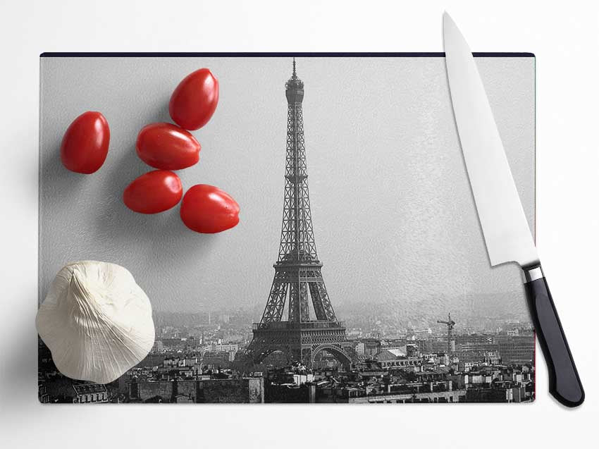 Tower Eiffel Black And White Glass Chopping Board