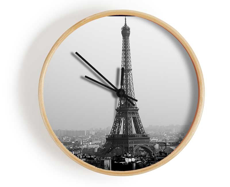 Tower Eiffel Black And White Clock - Wallart-Direct UK