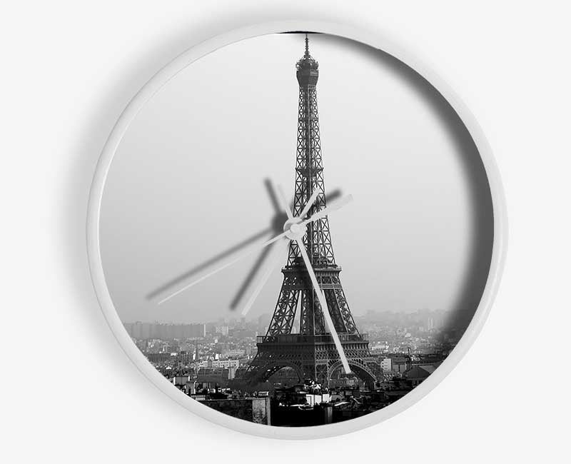 Tower Eiffel Black And White Clock - Wallart-Direct UK