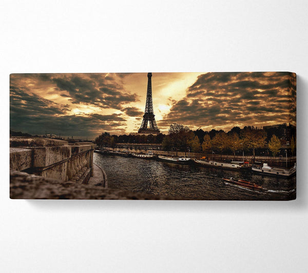 Eiffel Tower Sepia Clouds