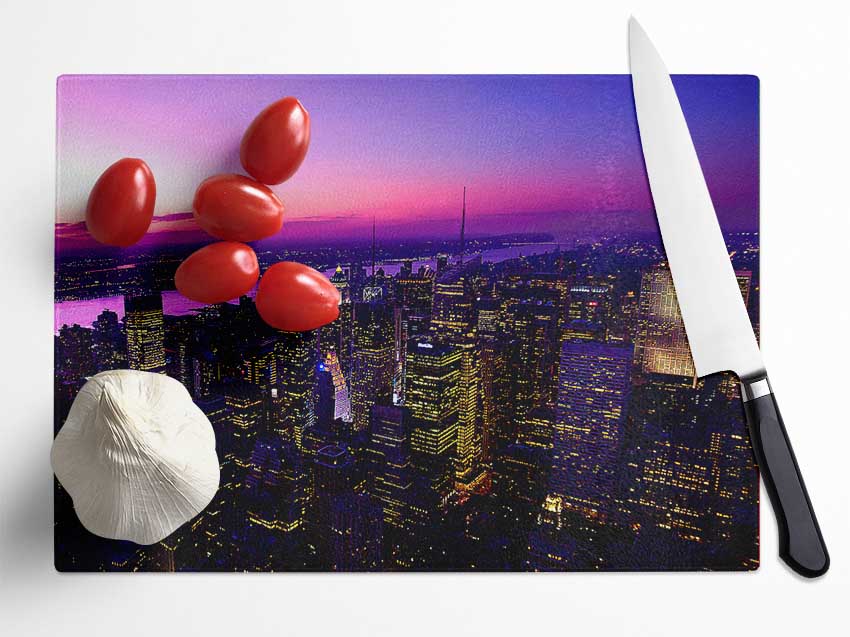 Twilight In New York City Glass Chopping Board