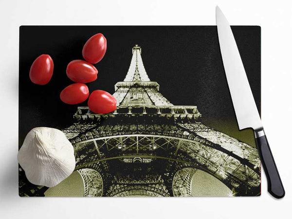 Under The Eiffel Tower Sepia Glass Chopping Board