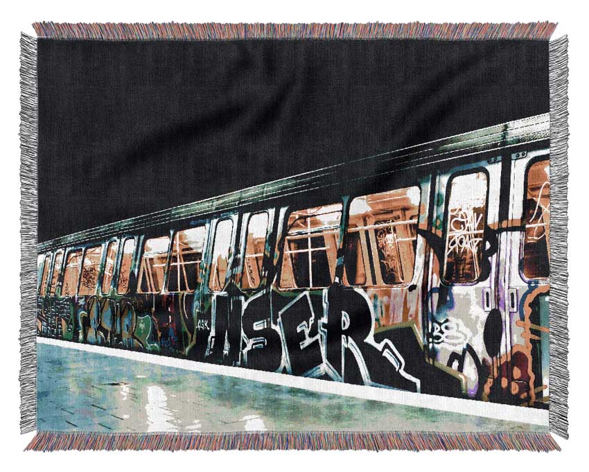 Underground Graffiti Tube Woven Blanket