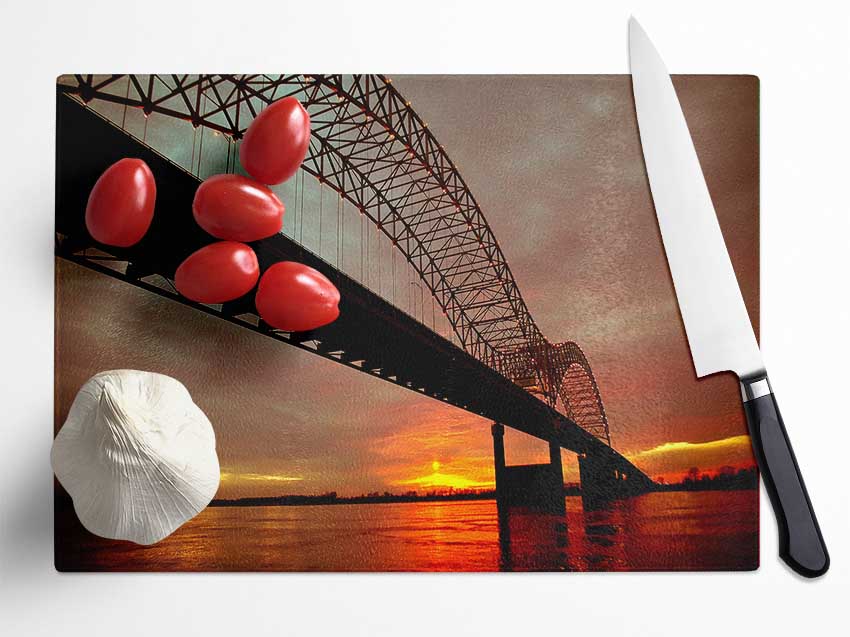 Up And Over The Mighty Mississippi Glass Chopping Board