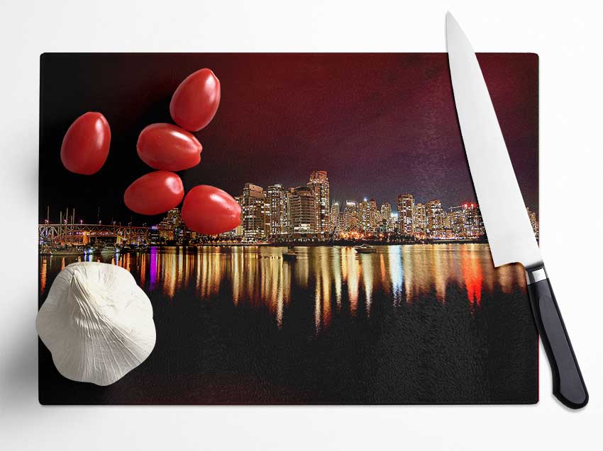 Vancouver City Nights Glass Chopping Board