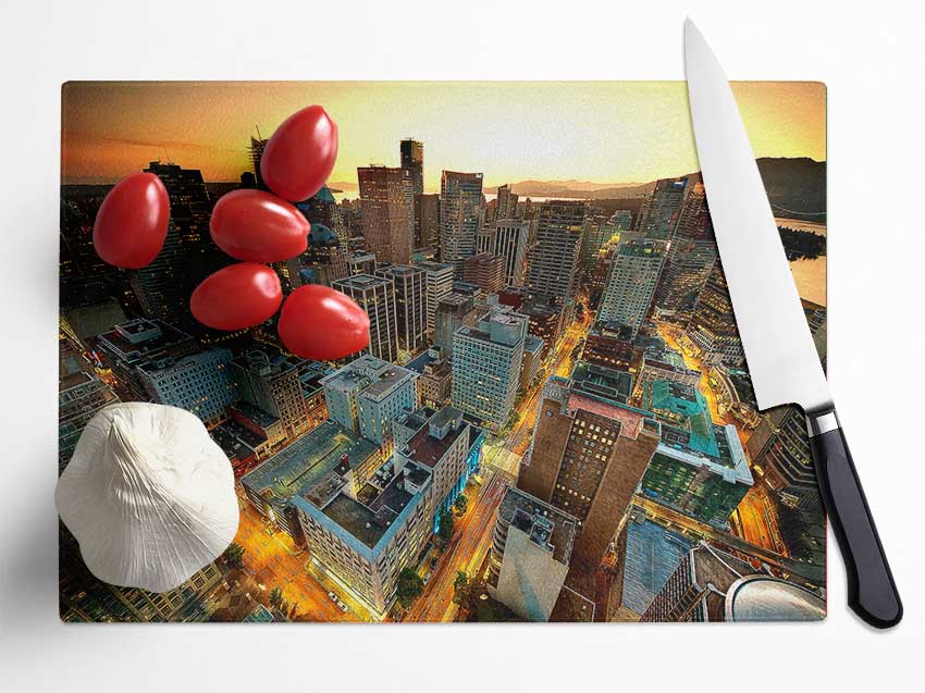 Vancouver Sunset Canada Glass Chopping Board