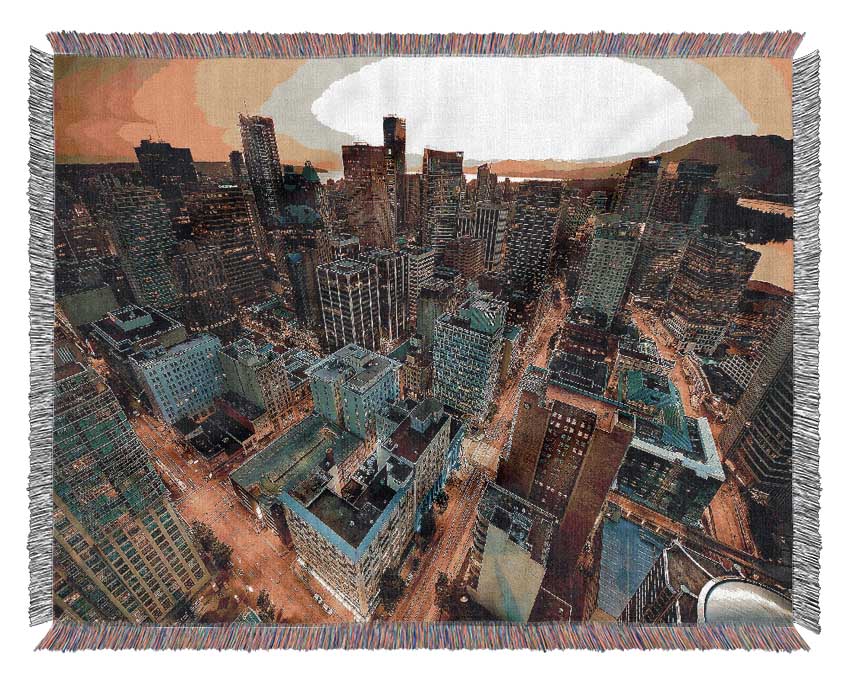 Vancouver Sunset Canada Woven Blanket