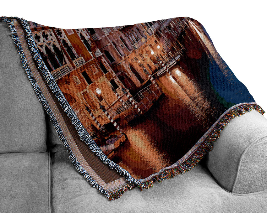 Venice At Night Woven Blanket