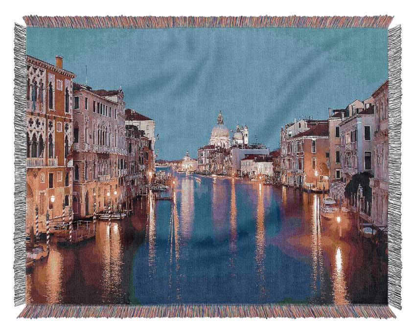 Venice At Night Woven Blanket