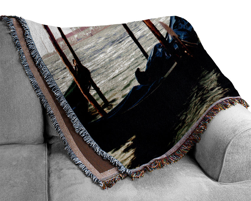Venice Gondola Line-Up Woven Blanket