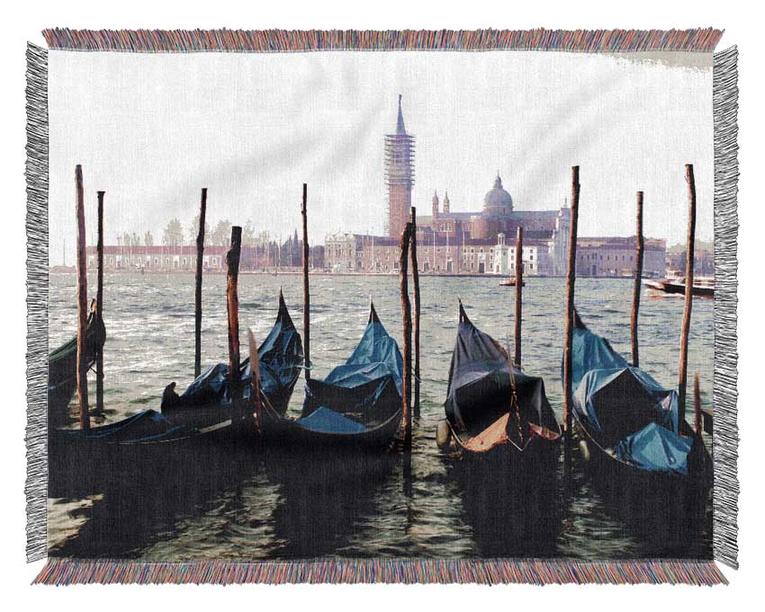 Venice Gondola Line-Up Woven Blanket