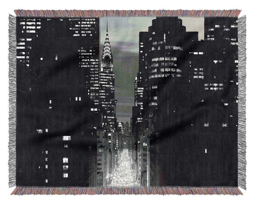 View Down 5Th Avenue New York B n W Woven Blanket
