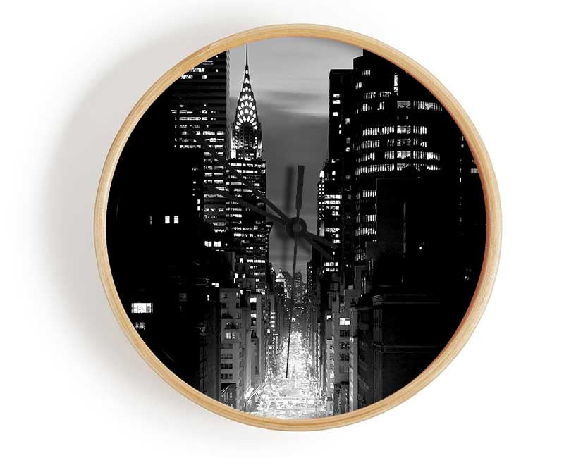 View Down 5Th Avenue New York B n W Clock - Wallart-Direct UK