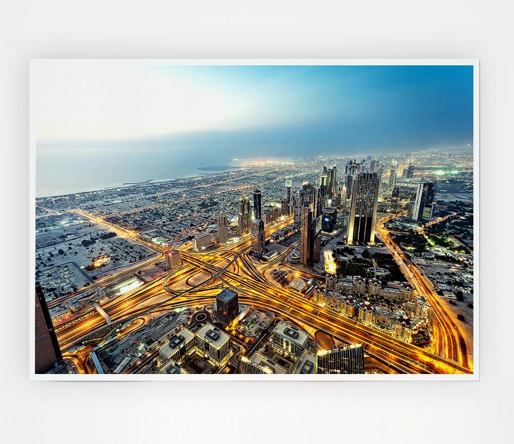 View From Burj Khalifa Dubai Print Poster Wall Art