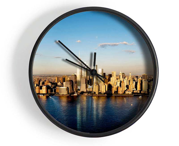 View Of New York In Golden Sunlight Clock - Wallart-Direct UK