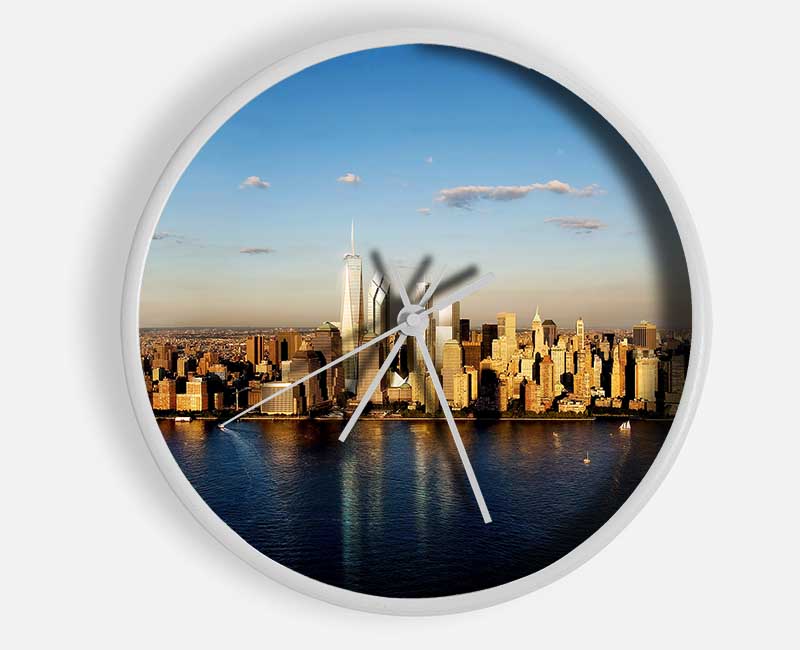 View Of New York In Golden Sunlight Clock - Wallart-Direct UK