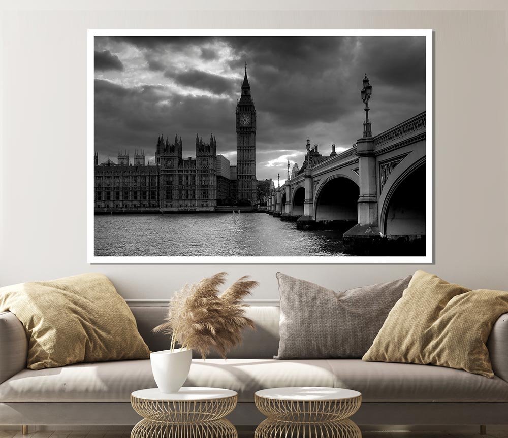 Westminster Black And White Print Poster Wall Art
