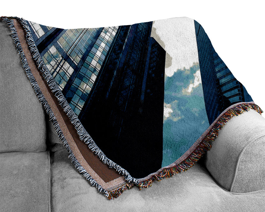 Window Cleaning Skyscrapers Woven Blanket