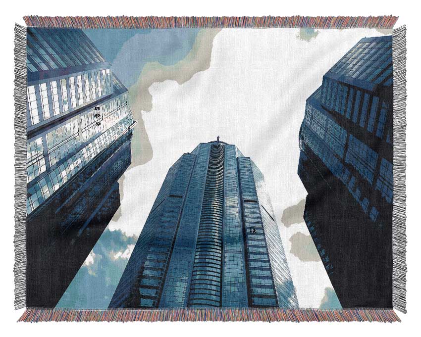 Window Cleaning Skyscrapers Woven Blanket