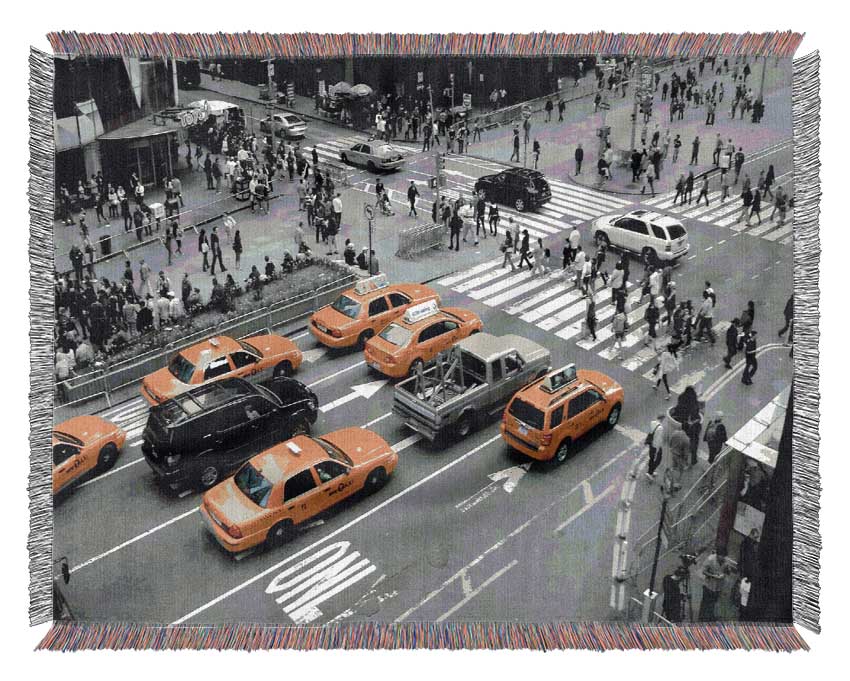 Yellow Cabs New York City Woven Blanket