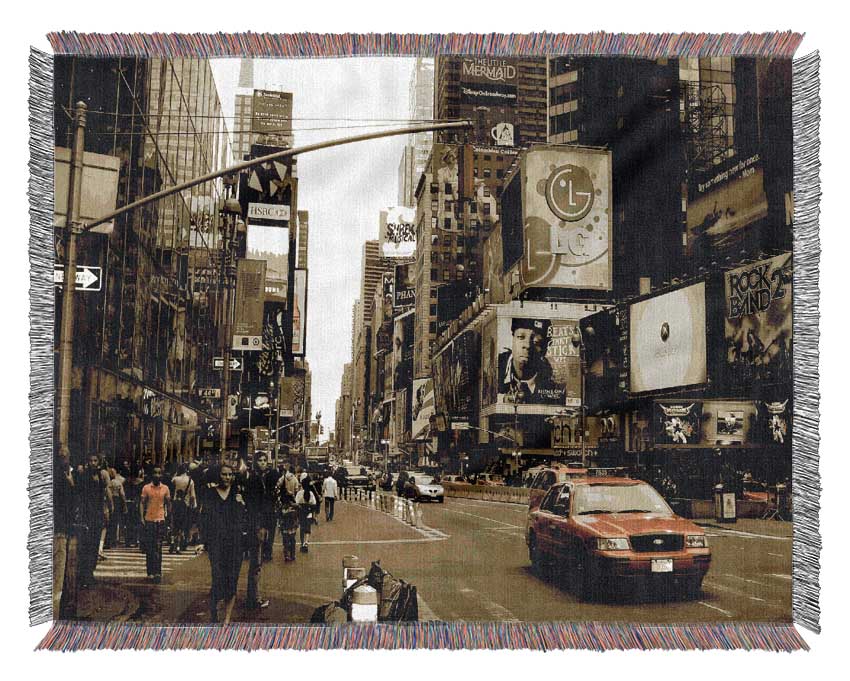Yellow Taxi New York Woven Blanket
