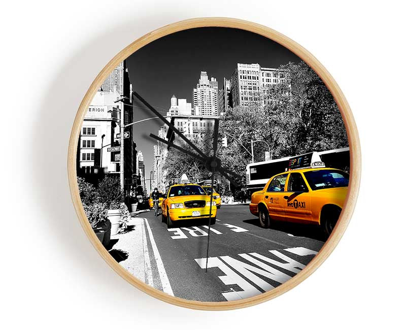 Yellow Taxi In New York City Clock - Wallart-Direct UK