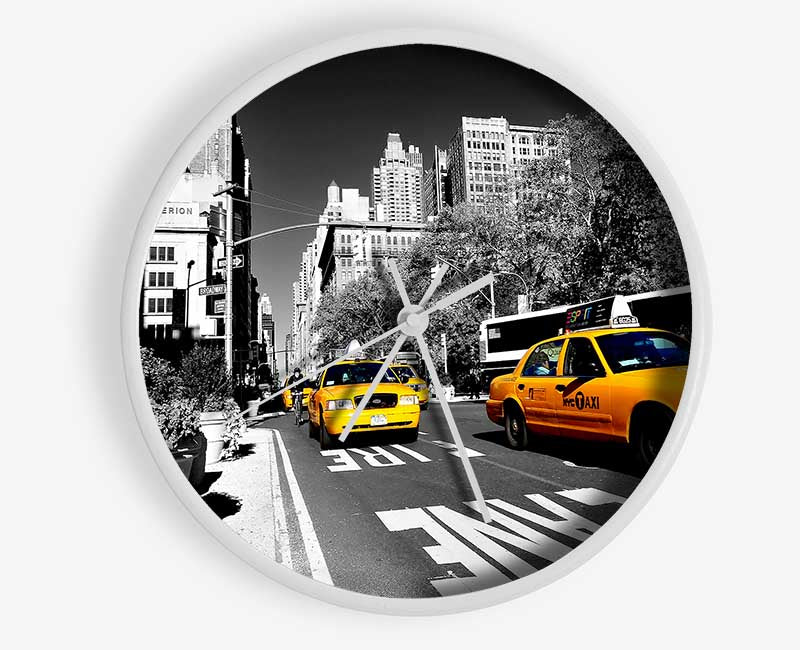 Yellow Taxi In New York City Clock - Wallart-Direct UK
