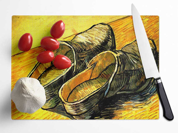 Van Gogh A Pair Of Leather Clogs Glass Chopping Board