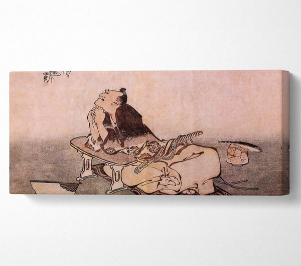 Hokusai, ein Philosoph, der zwei Schmetterlinge betrachtet
