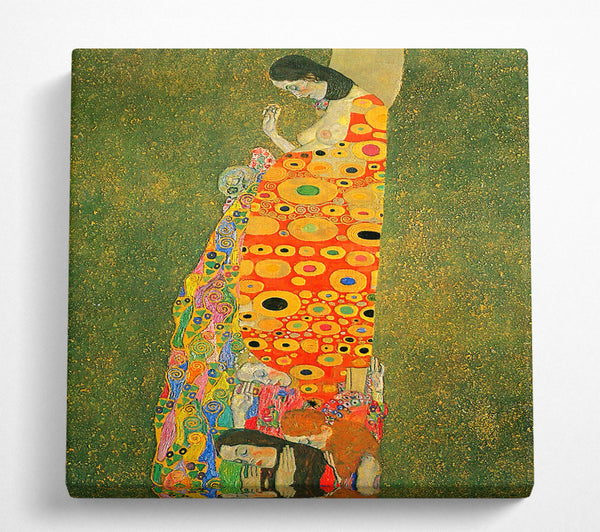 A Square Canvas Print Showing Klimt Abandoned Hope Square Wall Art