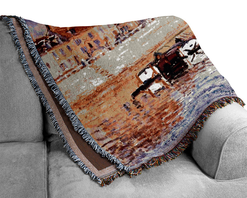 Sisley Barges On The Loing Woven Blanket