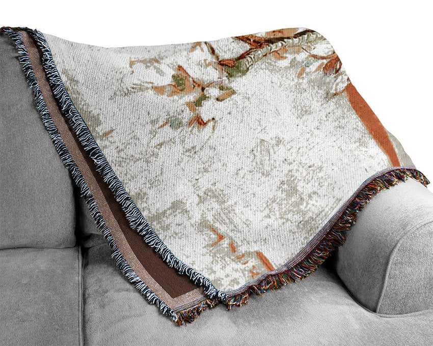 Van Gogh Almond Blossom Branch Woven Blanket