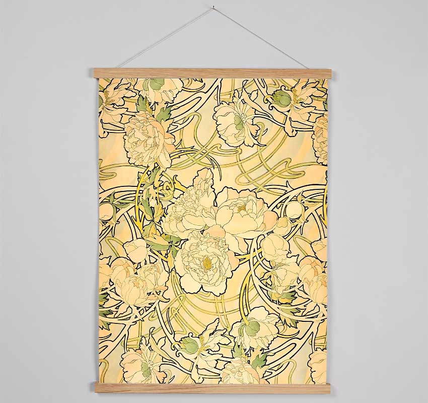 Alphonse Mucha Peonies Hanging Poster - Wallart-Direct UK