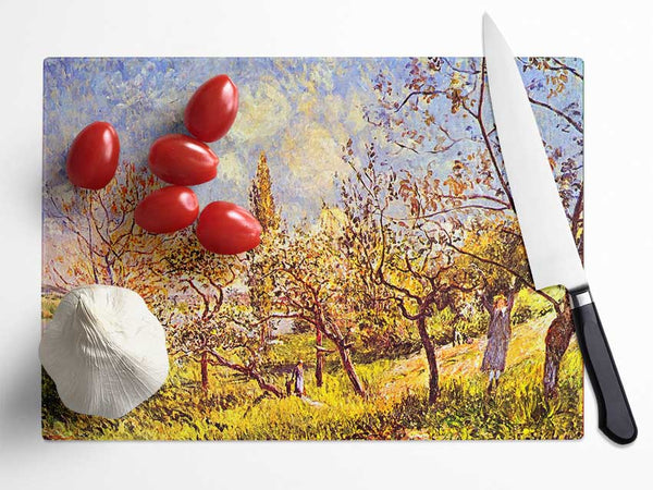 Sisley An Orchard In Spring Glass Chopping Board