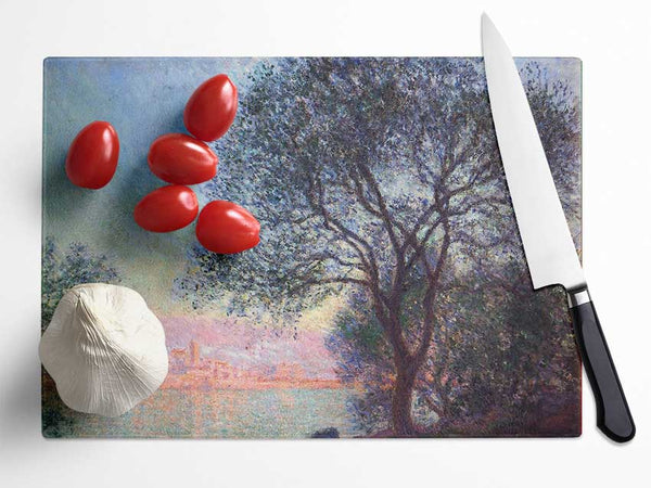 Monet Antibes Seen From La Salis Glass Chopping Board