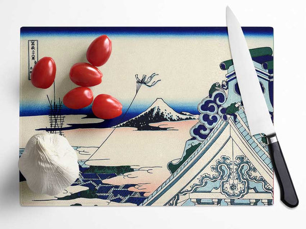 Hokusai Asakusa Honganji Temple Glass Chopping Board