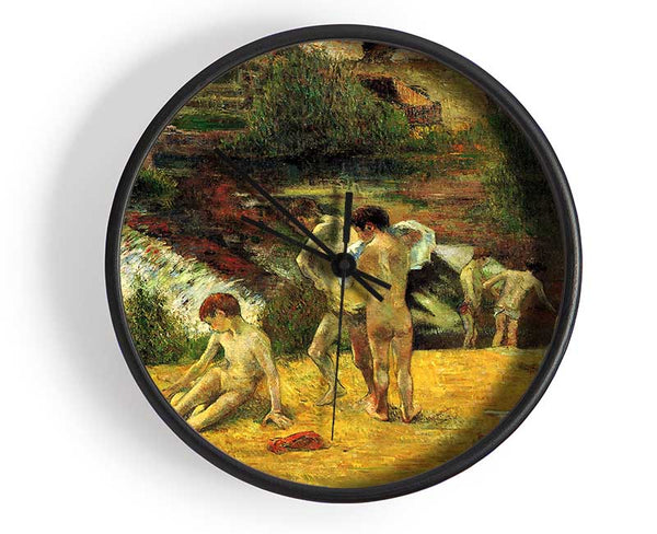 Gauguin Bathing In The Mill Of Bois D Amour Clock - Wallart-Direct UK
