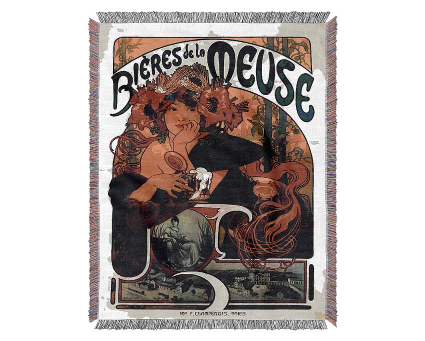 Alphonse Mucha Bieres De La Meuse Woven Blanket