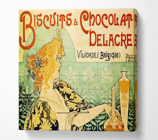 A Square Canvas Print Showing Biscuits And Chocolat Delacre Square Wall Art