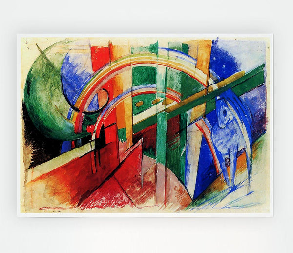 Franz Marc Blue Horse With Rainbow Print Poster Wall Art