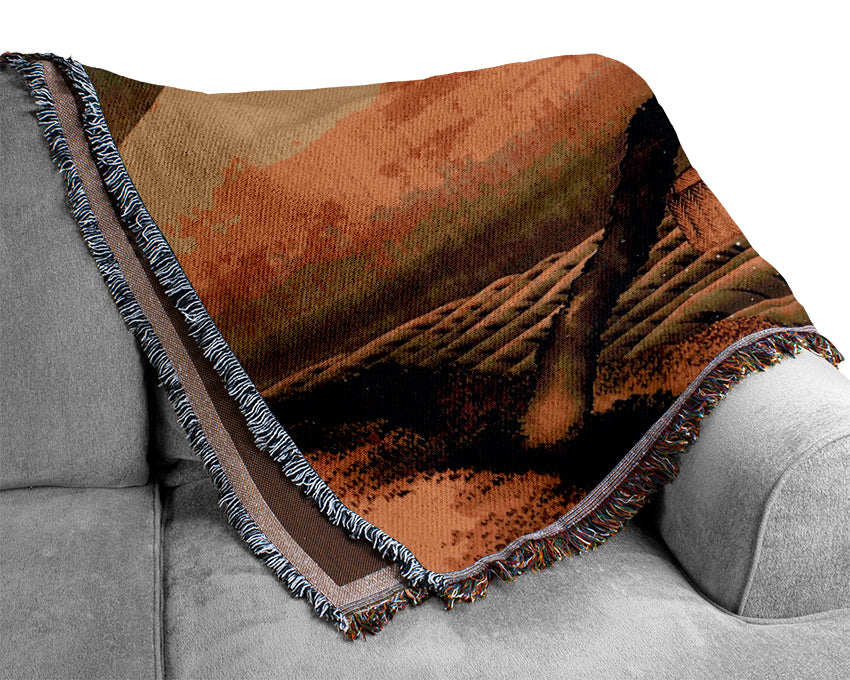 Hokusai Boy In Front Of Fujiama Woven Blanket