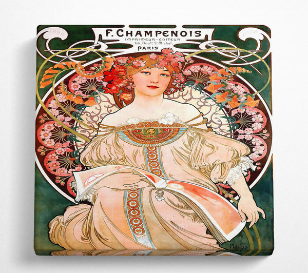 A Square Canvas Print Showing Alphonse Mucha Champenois Square Wall Art