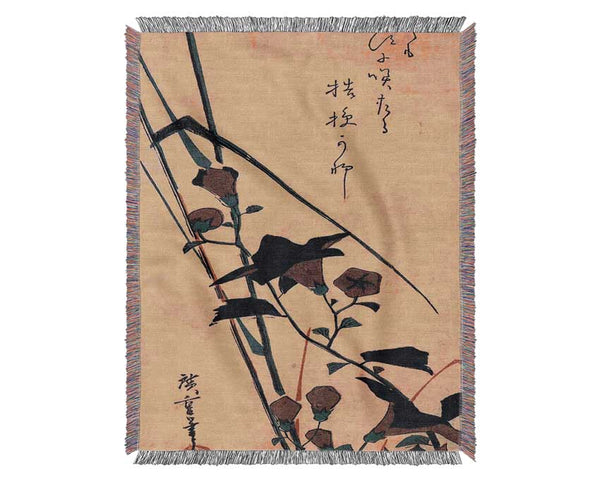 Hiroshige Chinese Bell Flower And Reed Woven Blanket