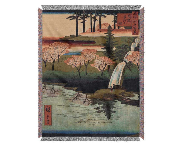 Hiroshige Chiyogaike Pond Woven Blanket