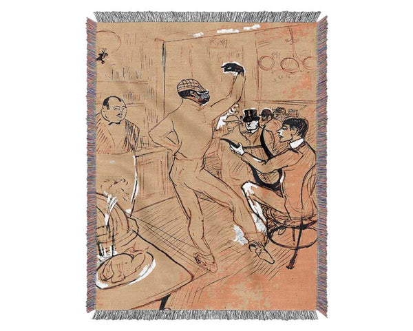 Toulouse Lautrec Chocolat Dance Woven Blanket