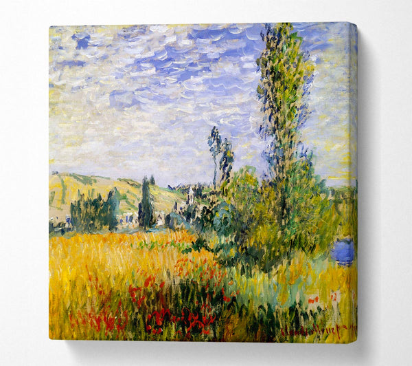 Picture of Claude Monet Fields Square Canvas Wall Art