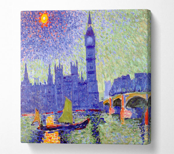A Square Canvas Print Showing Claude Monet Thames Square Wall Art