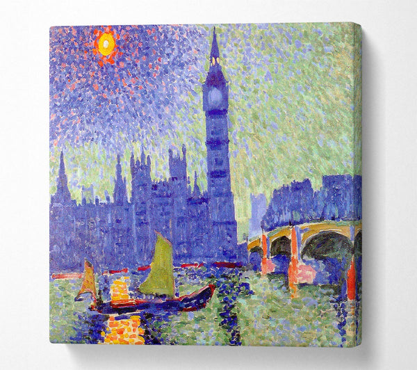 Picture of Claude Monet Thames Square Canvas Wall Art