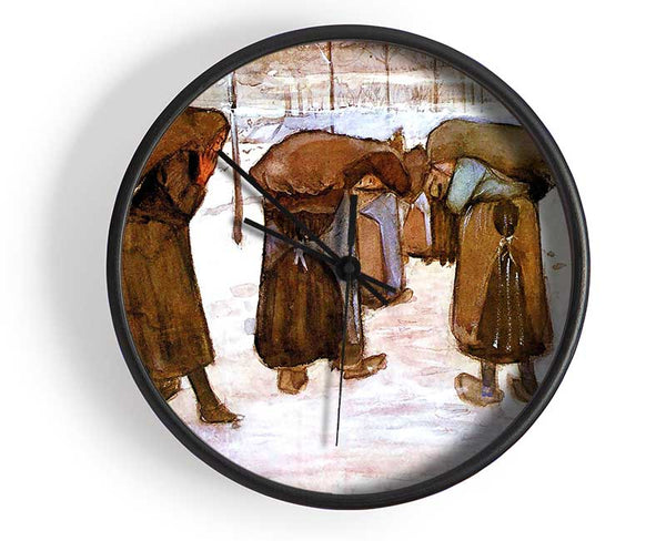 Van Gogh Coal Bearing Women Clock - Wallart-Direct UK
