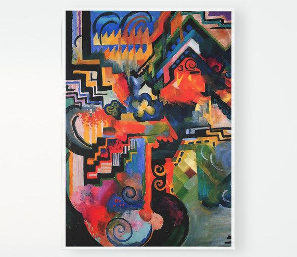 August Macke Coloured Composition Hommage To Sebastin Johann Bach Print Poster Wall Art